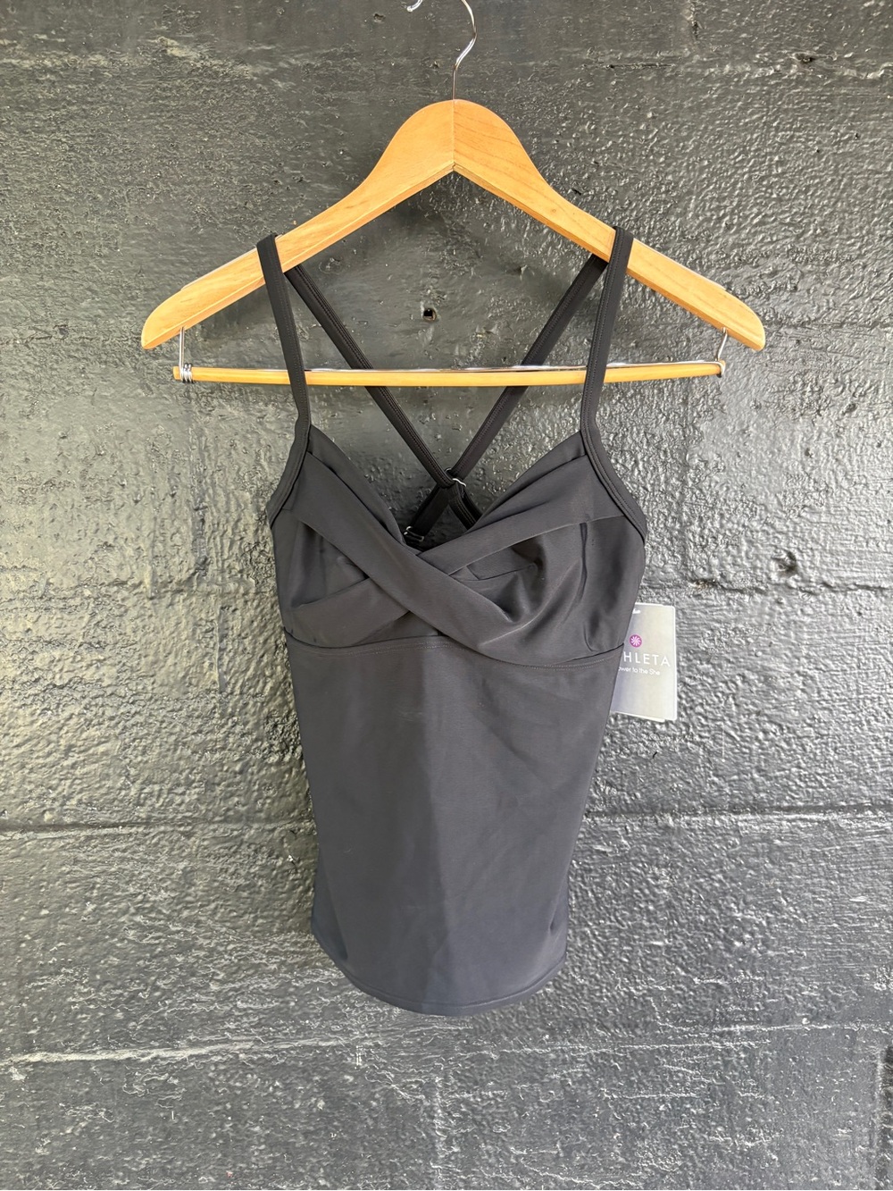 Athleta Black Twist-Front Cross-Back Tankini Swim or Athletic Camisole